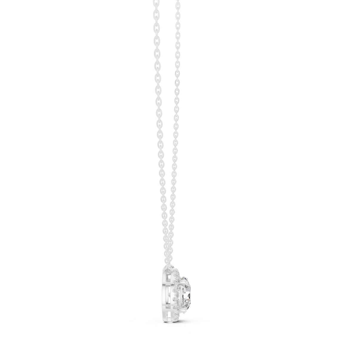 2.01ct Round Labgrown Diamond Halo Pendant Necklace 2.01ct White Gold