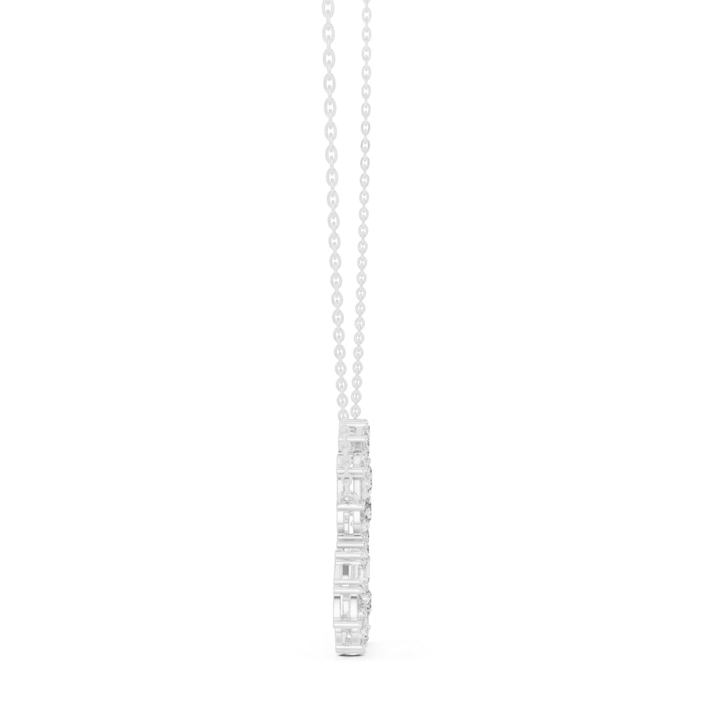 Mixed Cut Labgrown Diamond Open Heart Pendant Necklace White Gold