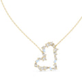 Mixed Cut Labgrown Diamond Open Heart Pendant Necklace Yellow Gold