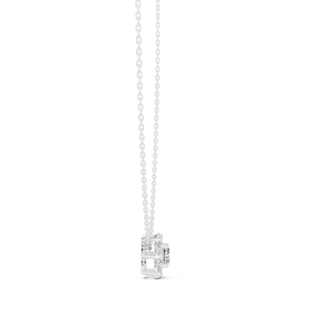 Cushion Contour Cluster Labgrown Diamond Pendant Necklace 0.75ct White Gold