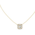 Cushion Contour Cluster Labgrown Diamond Pendant Necklace 0.75ct Yellow Gold