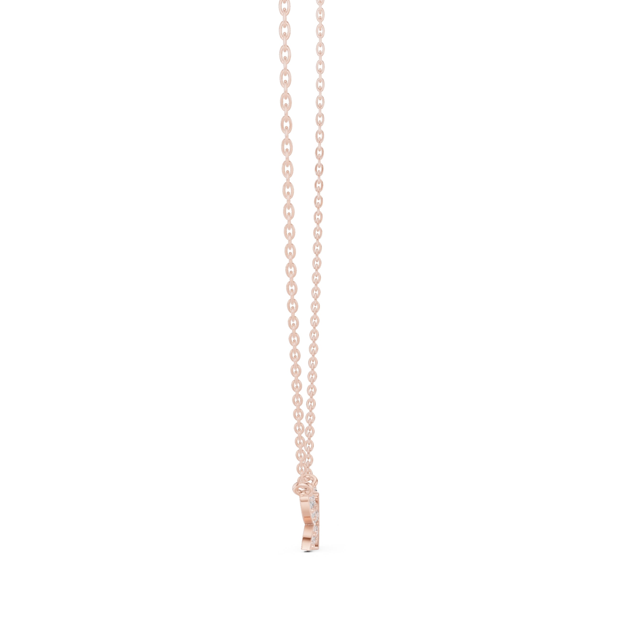 Pavé Butterfly Labgrown Diamond Pendant Necklace Rose Gold