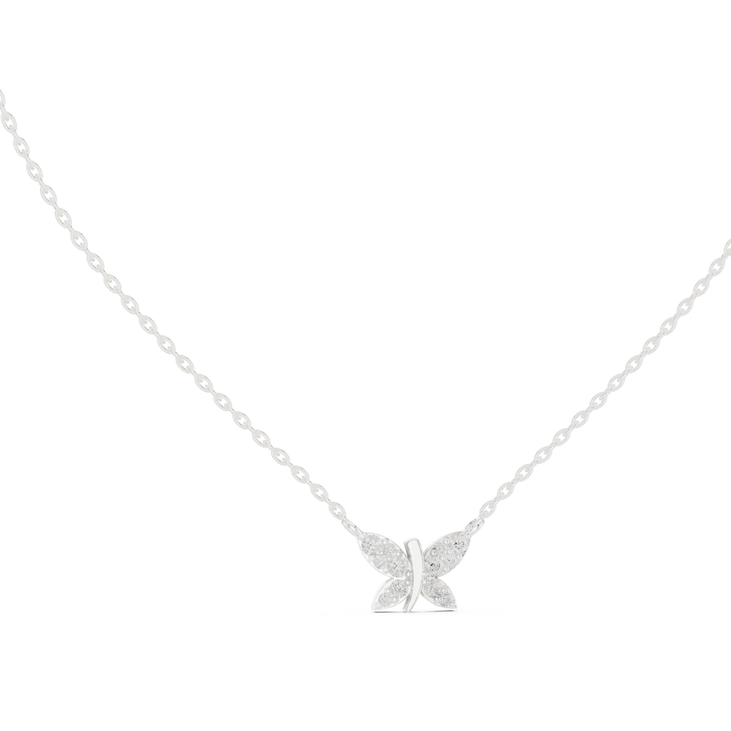 Pavé Butterfly Labgrown Diamond Pendant Necklace White Gold