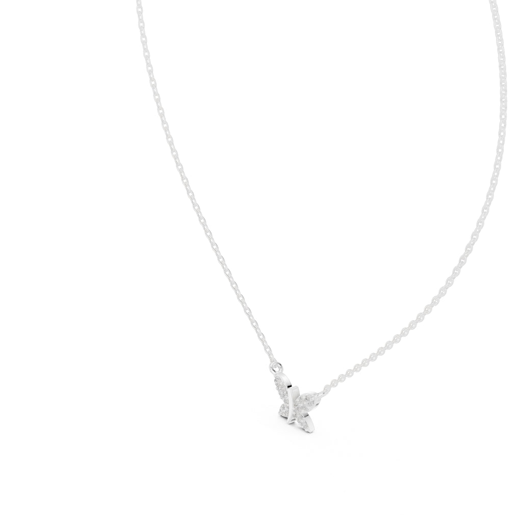 Pavé Butterfly Labgrown Diamond Pendant Necklace White Gold