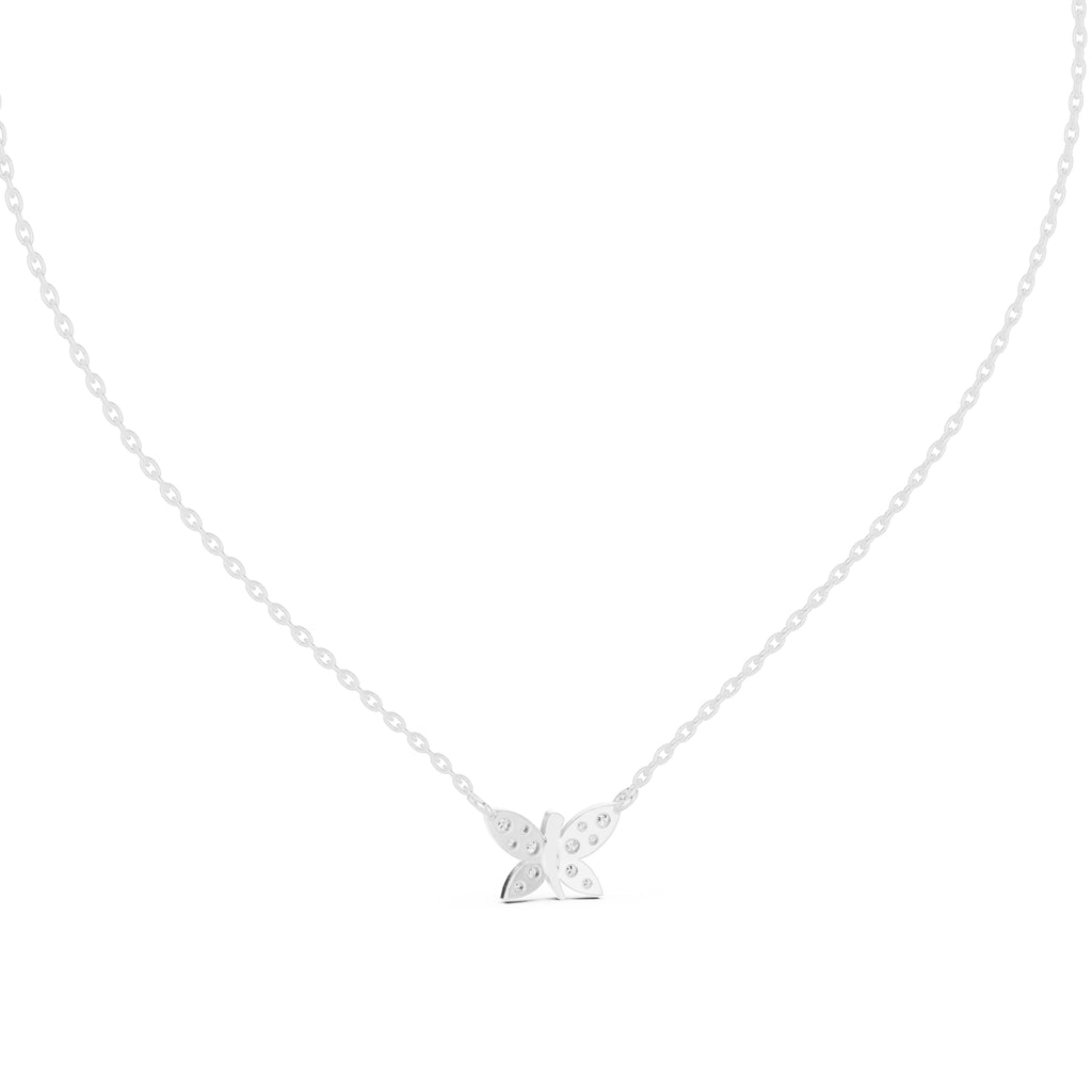 Pavé Butterfly Labgrown Diamond Pendant Necklace White Gold