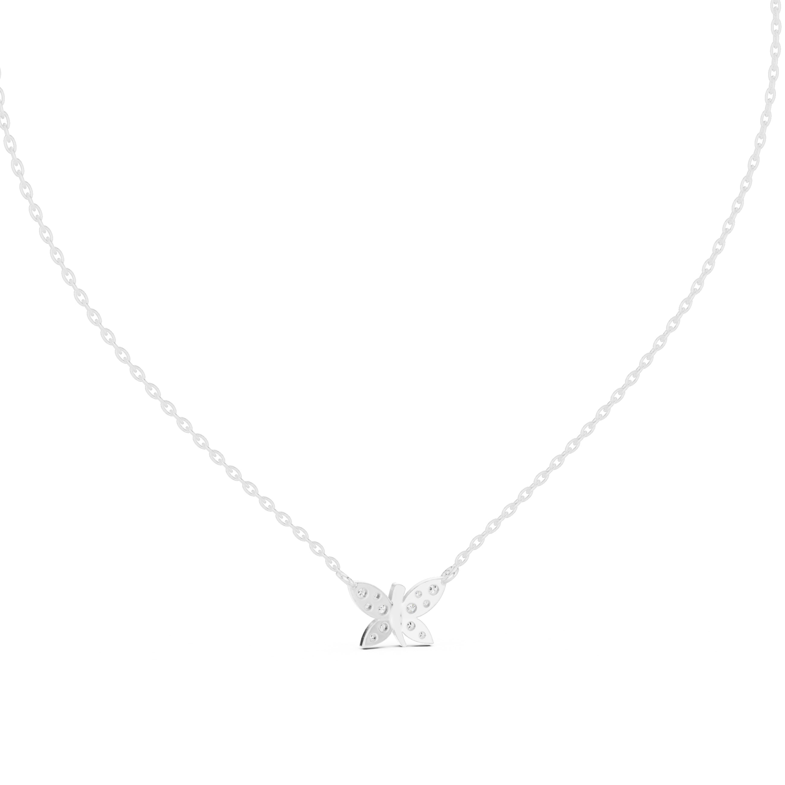 Pavé Butterfly Labgrown Diamond Pendant Necklace White Gold