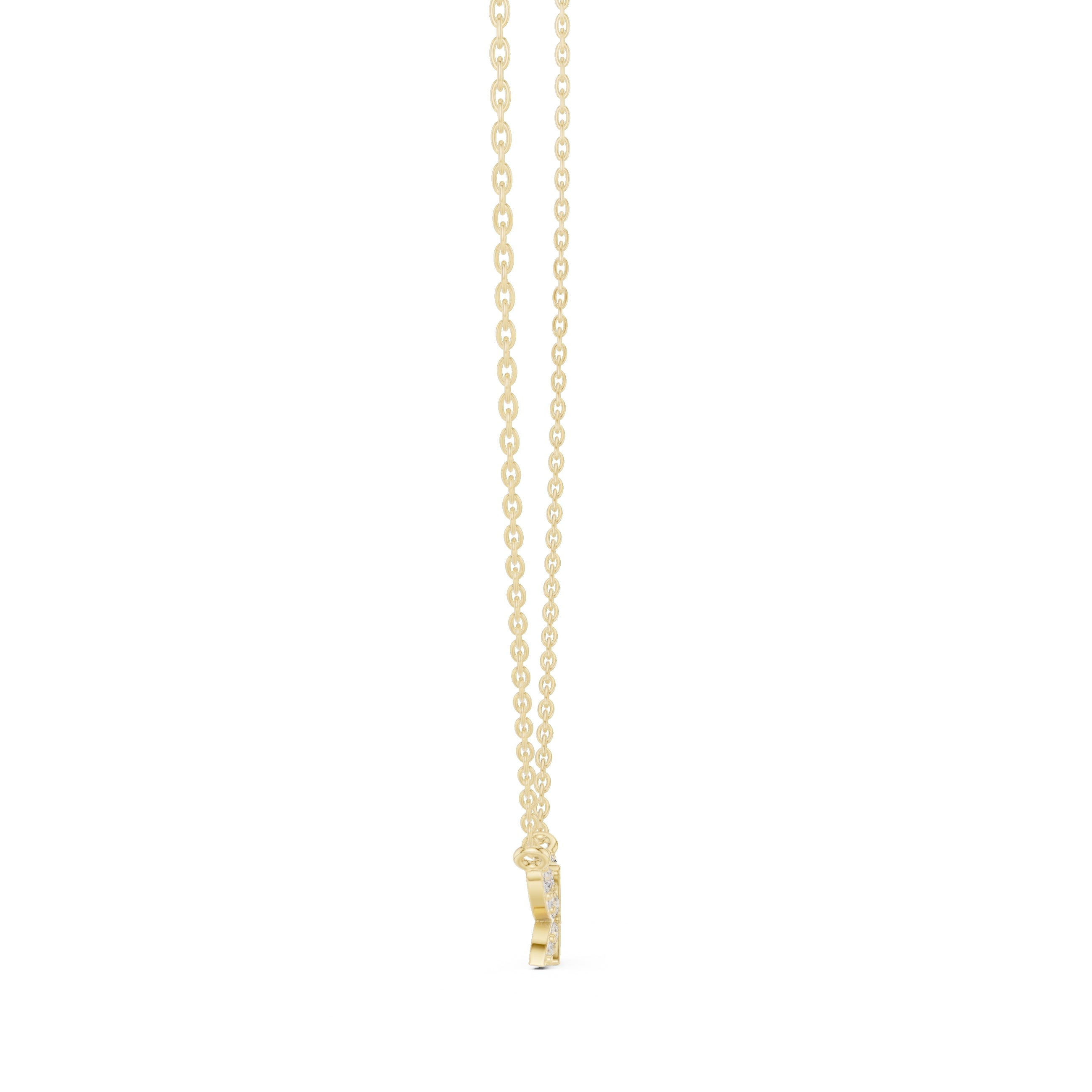 Pavé Butterfly Labgrown Diamond Pendant Necklace Yellow Gold
