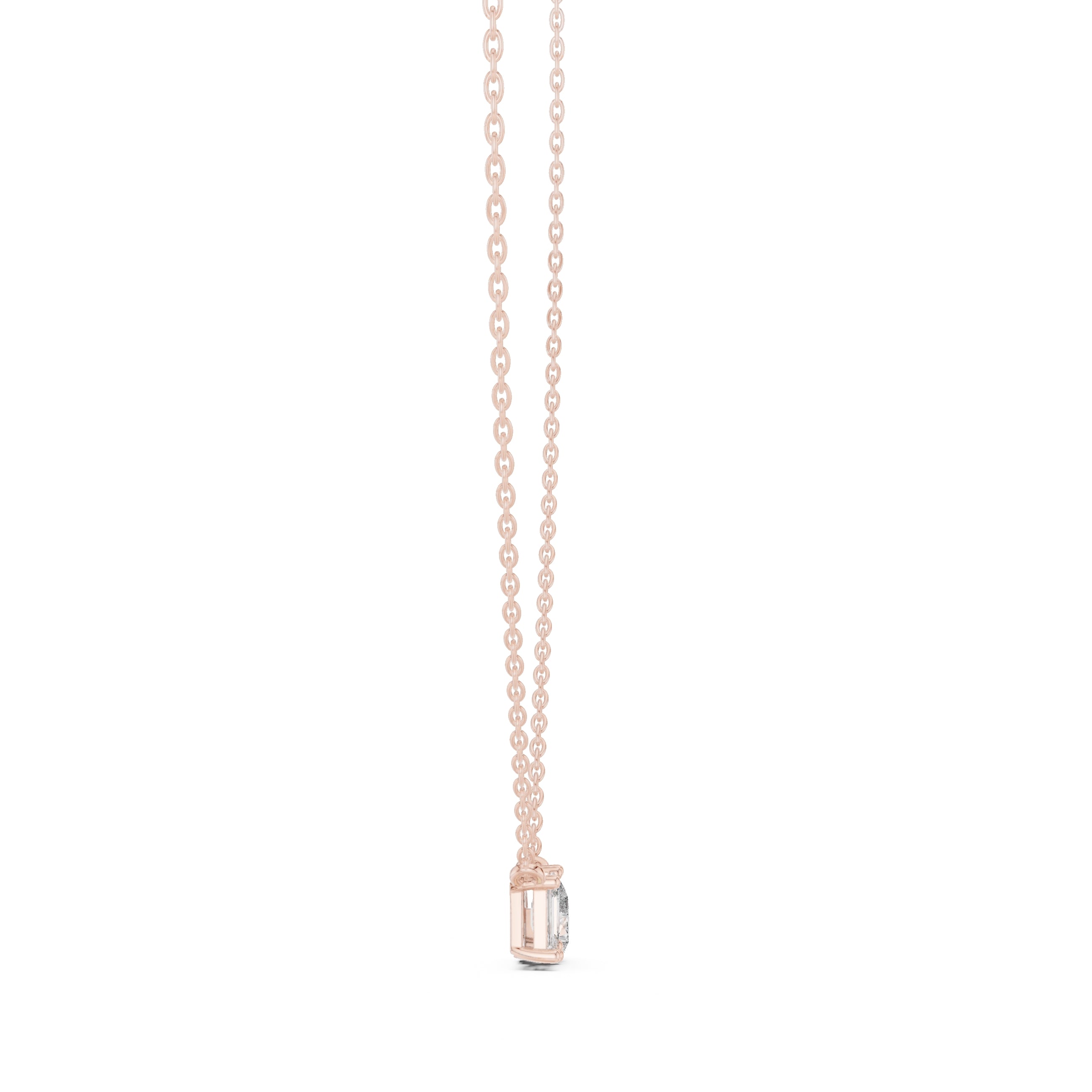 Dual-Stone Mixed Cut Labgrown Diamond Pendant Necklace Rose Gold