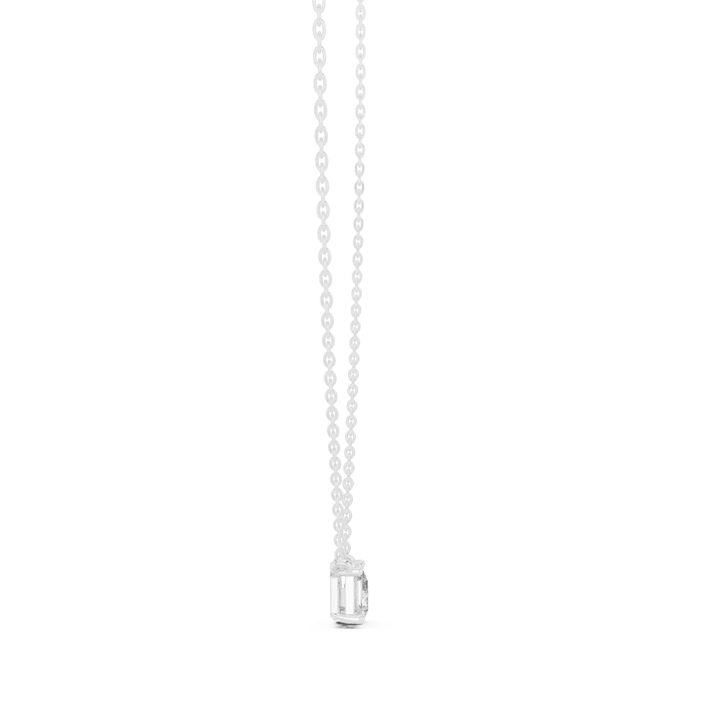 Dual-Stone Mixed Cut Labgrown Diamond Pendant Necklace White Gold