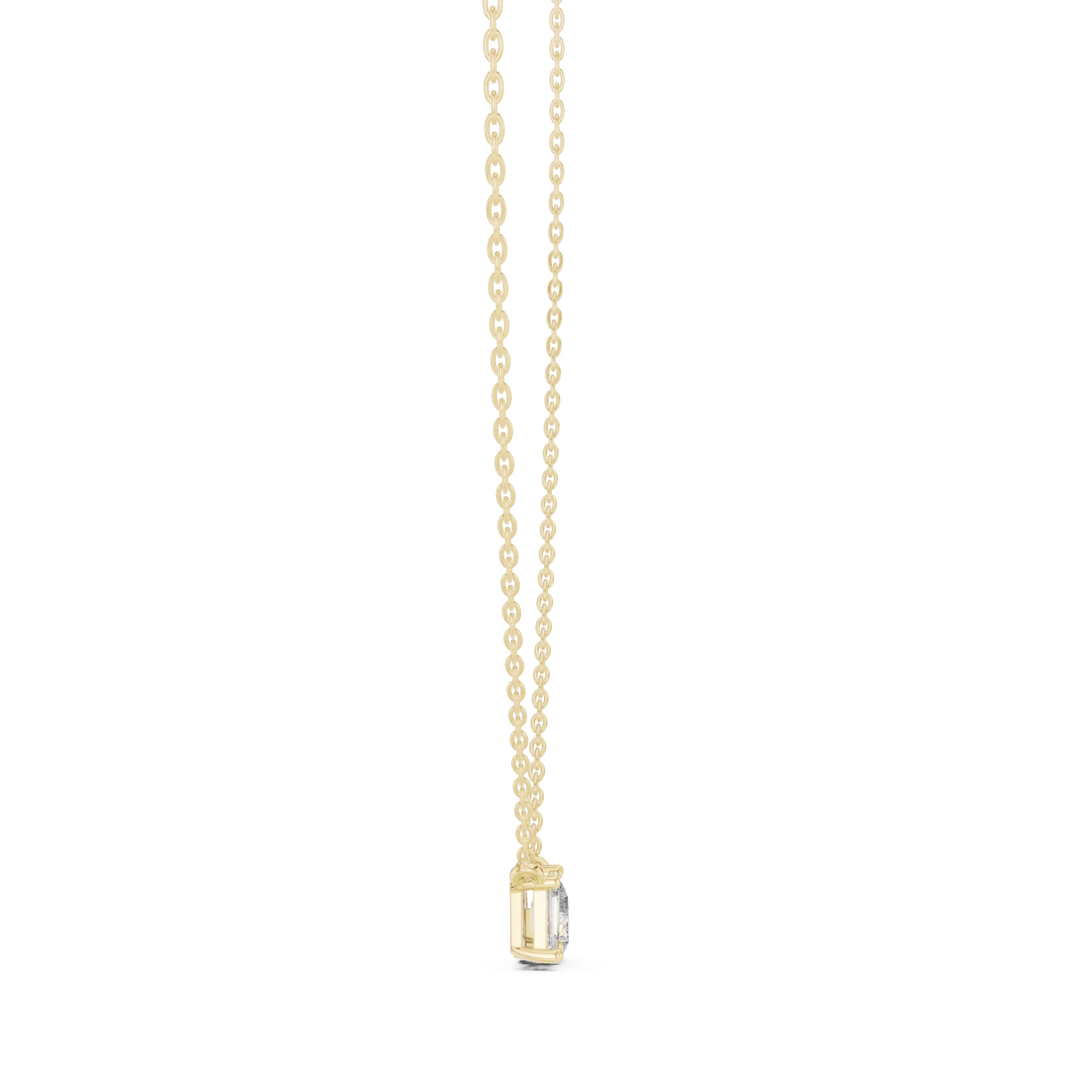 Dual-Stone Mixed Cut Labgrown Diamond Pendant Necklace Yellow Gold