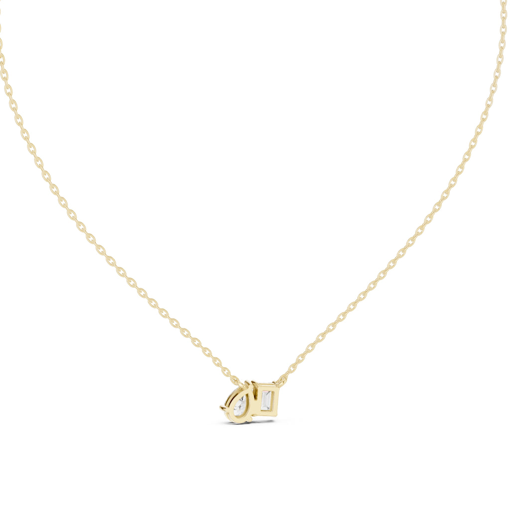Dual-Stone Mixed Cut Labgrown Diamond Pendant Necklace Yellow Gold