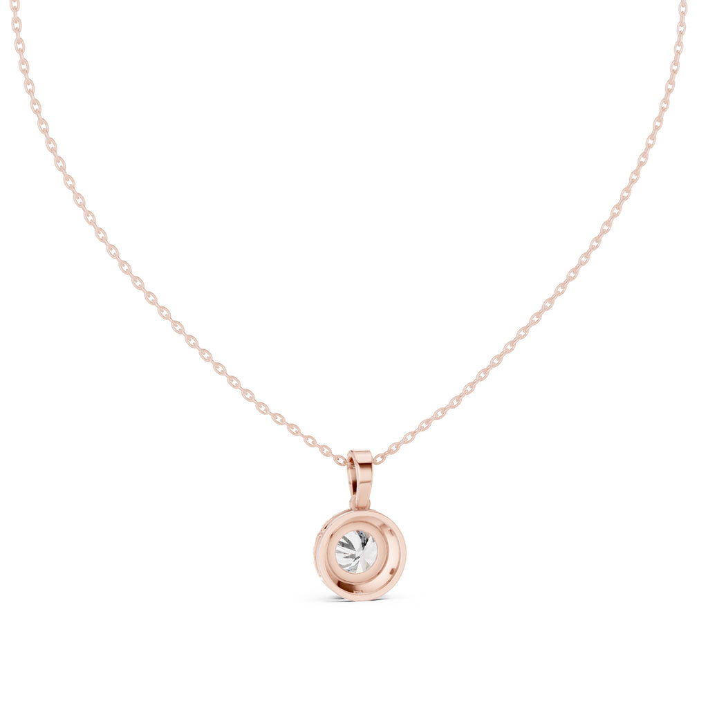 2.00ct Brilliant Cut Labgrown Diamond Halo Necklace 2.01ct Rose Gold