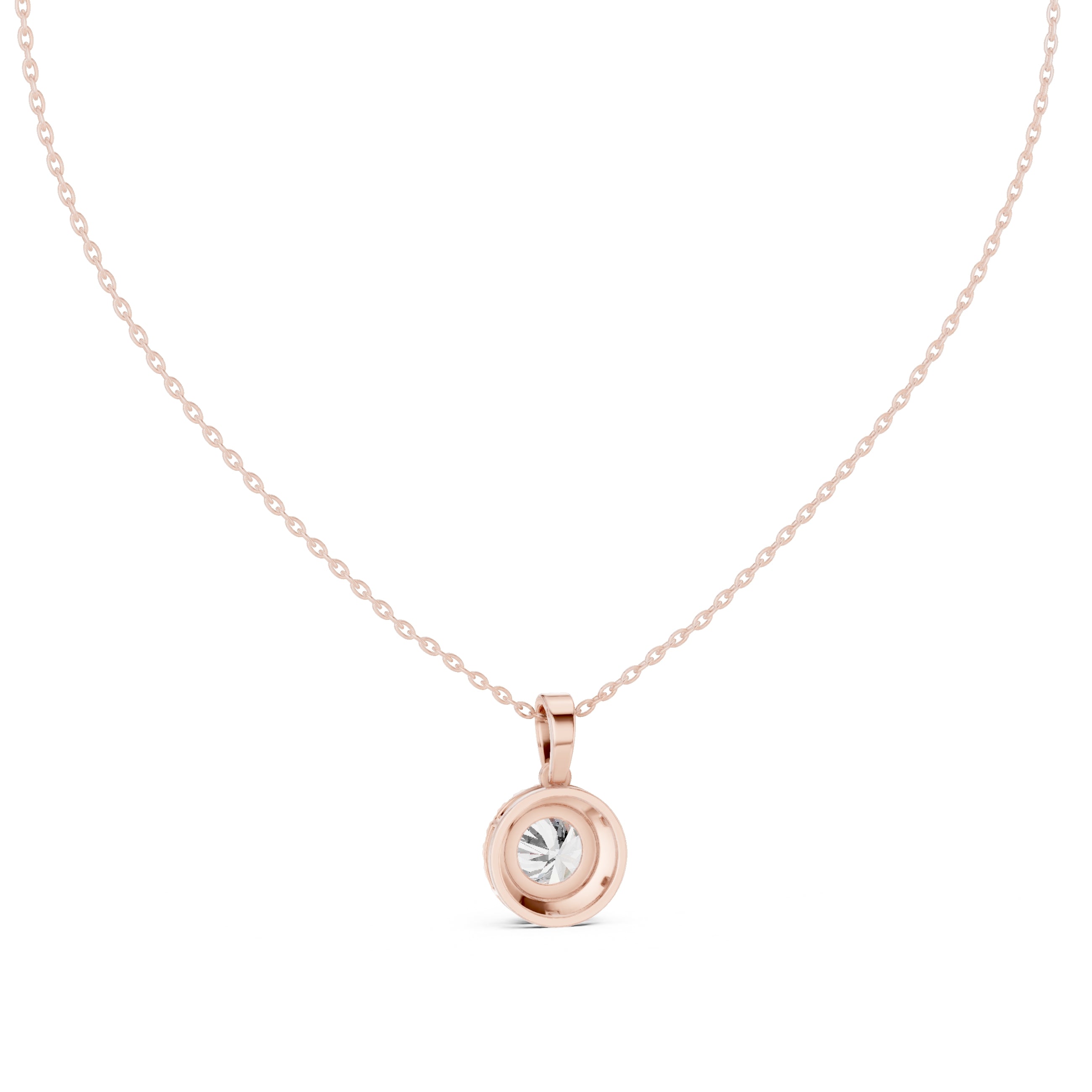 2.00ct Brilliant Cut Labgrown Diamond Halo Necklace 2.01ct Rose Gold