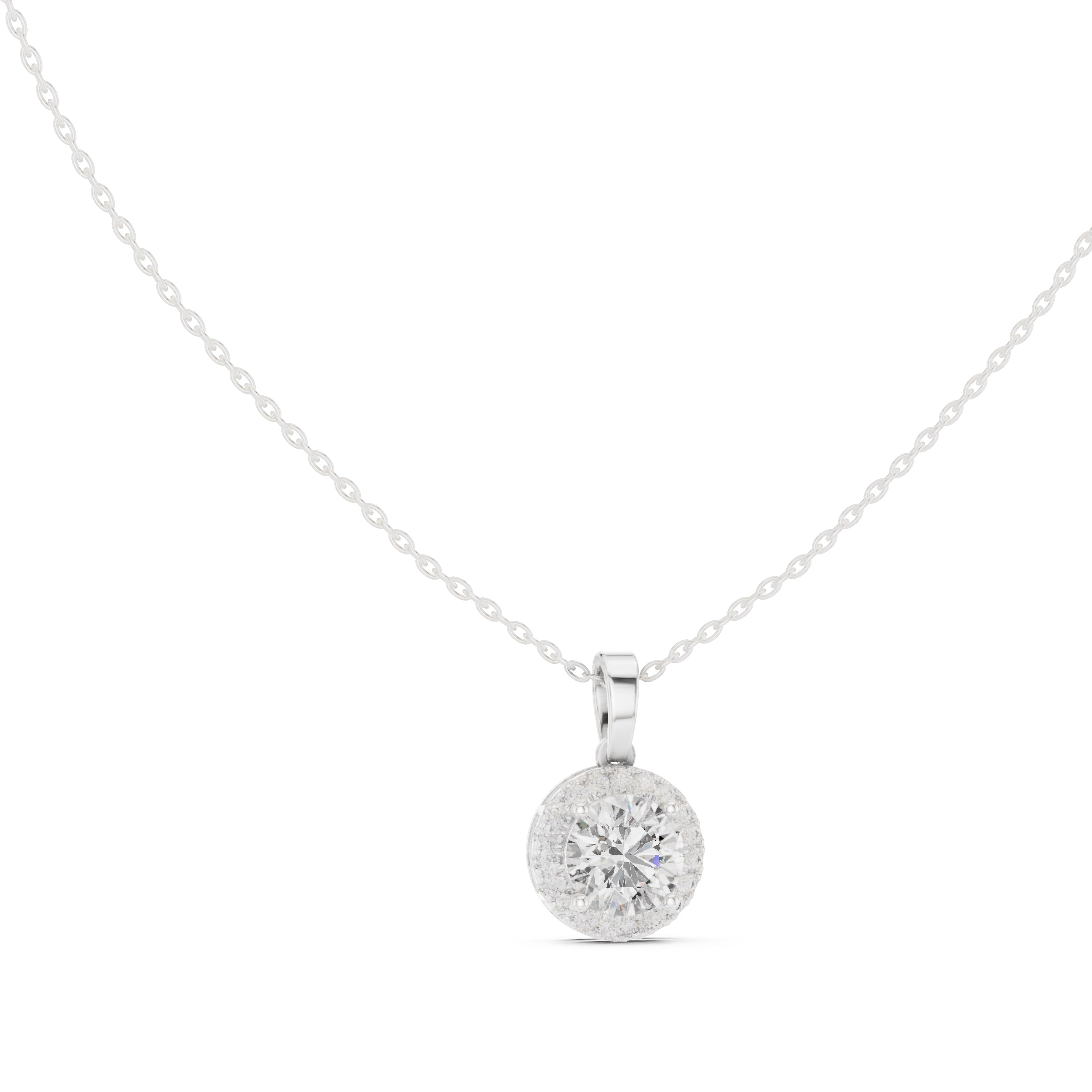 2.00ct Brilliant Cut Labgrown Diamond Halo Necklace 2.01ct White Gold