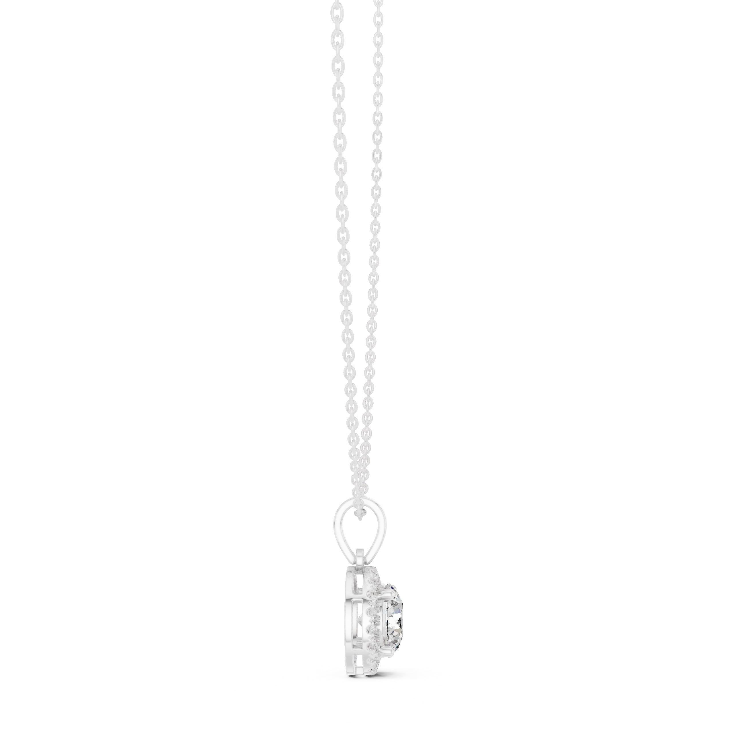 2.00ct Brilliant Cut Labgrown Diamond Halo Necklace 2.01ct White Gold