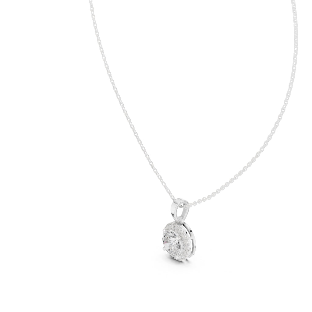 2.00ct Brilliant Cut Labgrown Diamond Halo Necklace 2.01ct White Gold