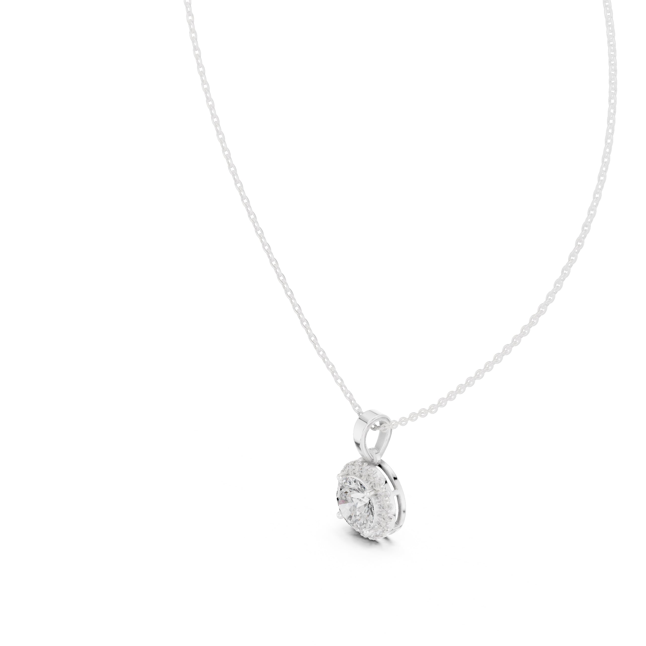 2.00ct Brilliant Cut Labgrown Diamond Halo Necklace 2.01ct White Gold
