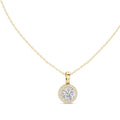 2.00ct Brilliant Cut Labgrown Diamond Halo Necklace 2.01ct Yellow Gold