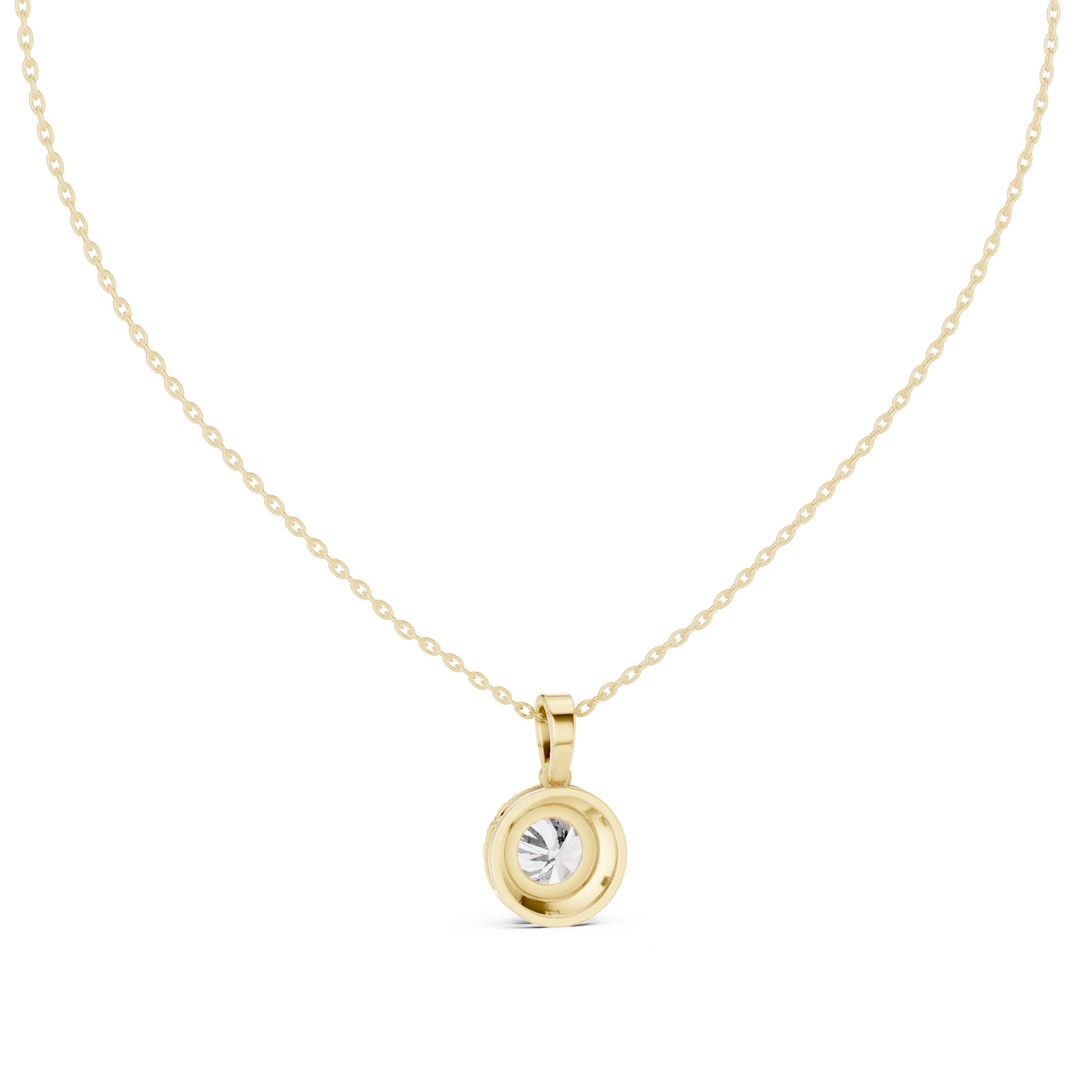 2.00ct Brilliant Cut Labgrown Diamond Halo Necklace 2.01ct Yellow Gold