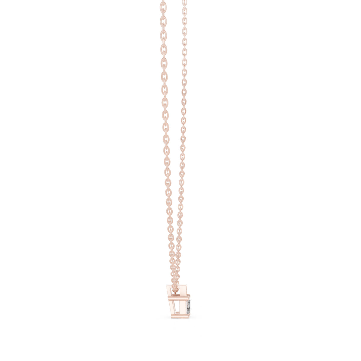 Dainty Emerald Cut Labgrown Diamond Pendant with Accent Bail 0.4ct Rose Gold