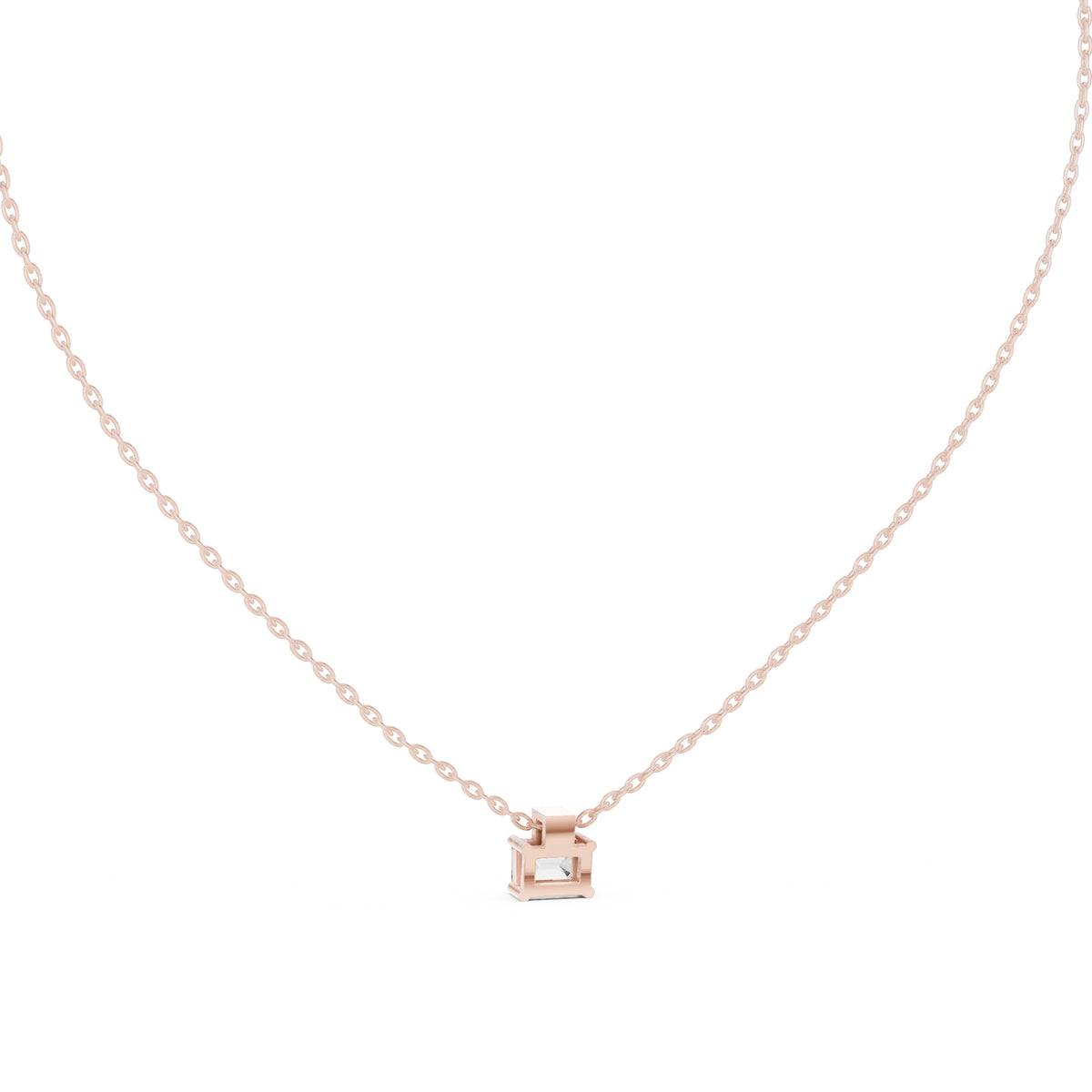 Dainty Emerald Cut Labgrown Diamond Pendant with Accent Bail 0.4ct Rose Gold