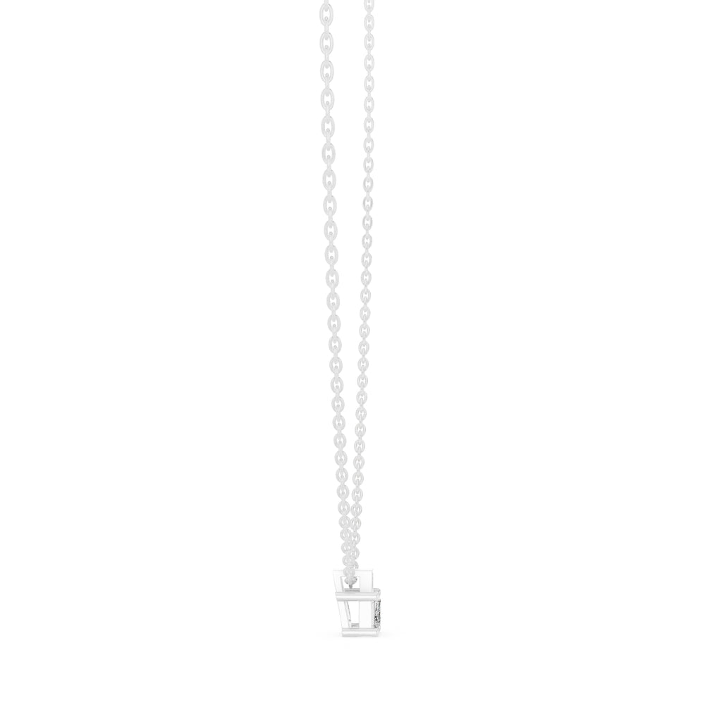 Dainty Emerald Cut Labgrown Diamond Pendant with Accent Bail 0.4ct White Gold