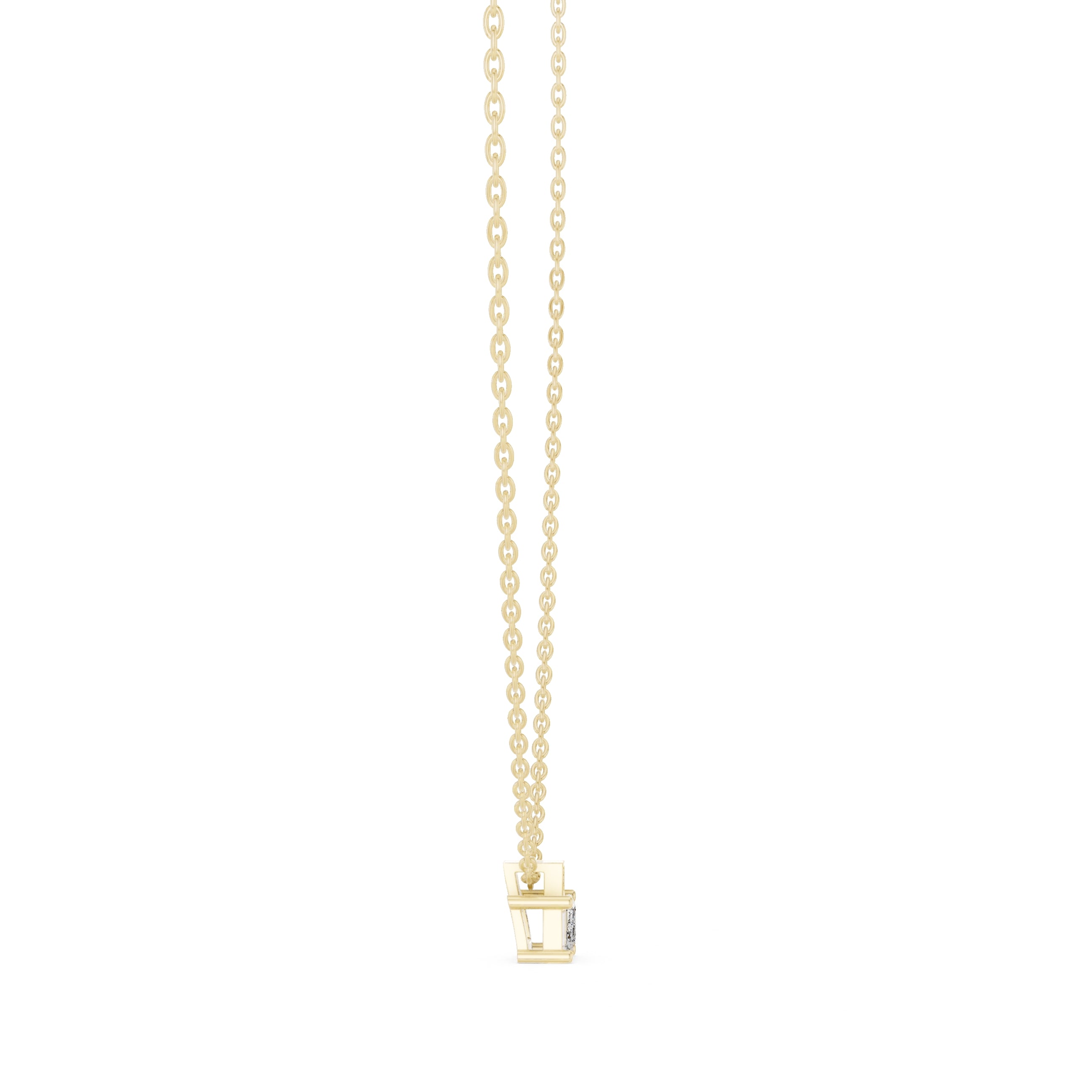 Dainty Emerald Cut Labgrown Diamond Pendant with Accent Bail 0.4ct Yellow Gold