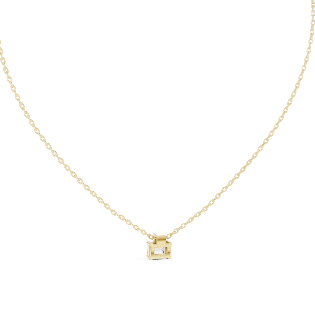 Dainty Emerald Cut Labgrown Diamond Pendant with Accent Bail 0.4ct Yellow Gold