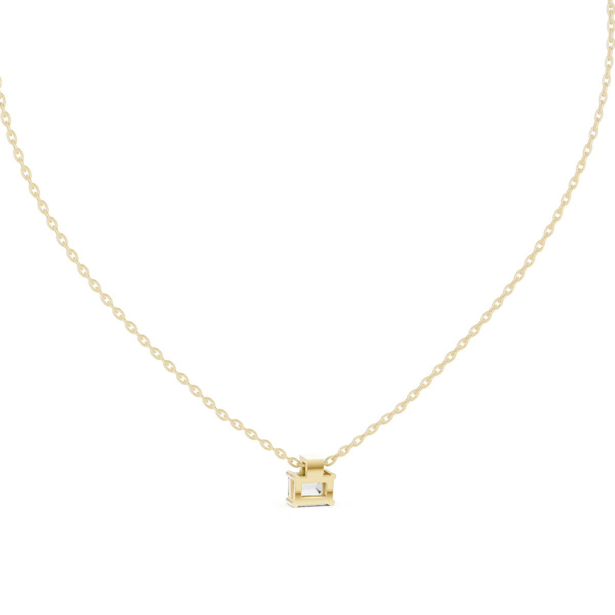 Dainty Emerald Cut Labgrown Diamond Pendant with Accent Bail 0.4ct Yellow Gold