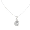 4.00ct Pear Labgrown Diamond Halo Necklace with Twist Bail 4ct White Gold