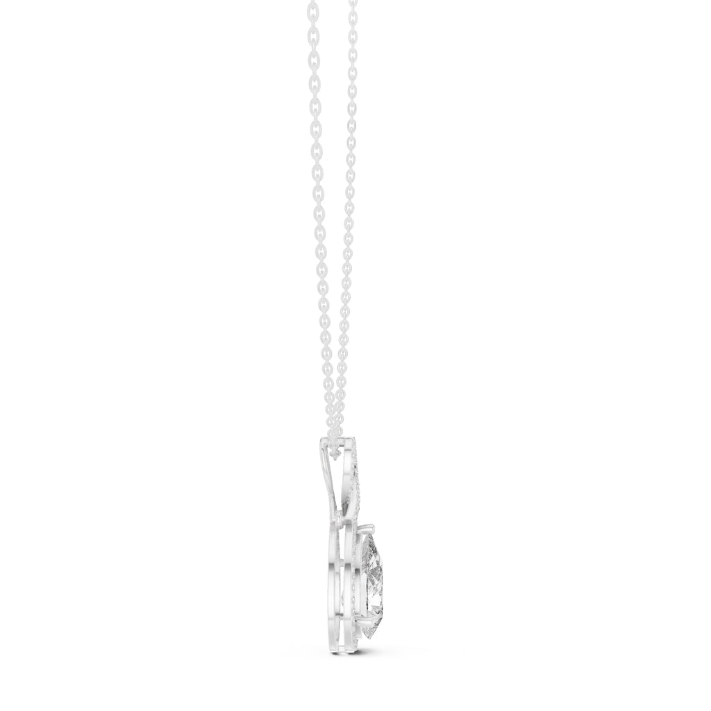 4.00ct Pear Labgrown Diamond Halo Necklace with Twist Bail 4ct White Gold