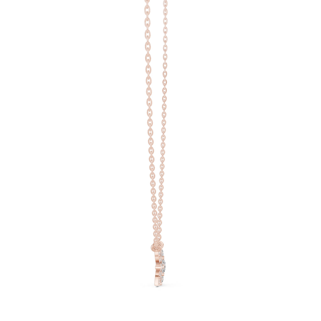 Floral Cluster Labgrown Diamond Pendant Necklace Rose Gold