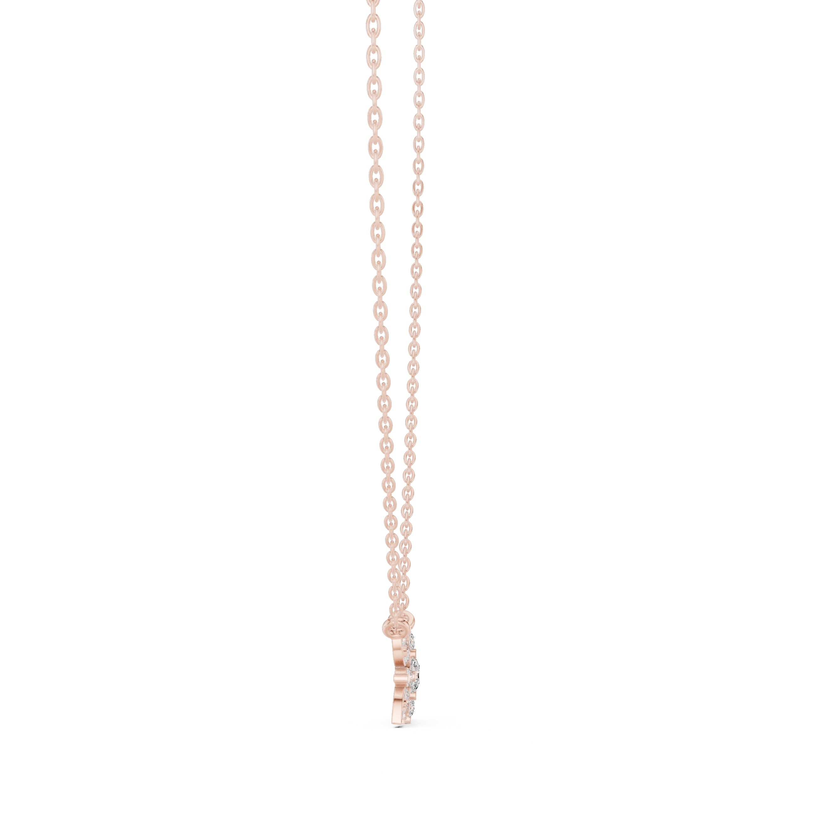 Floral Cluster Labgrown Diamond Pendant Necklace Rose Gold