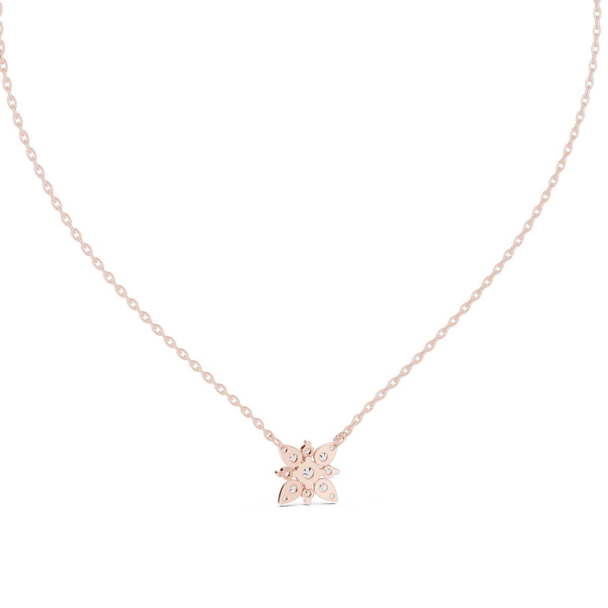 Floral Cluster Labgrown Diamond Pendant Necklace Rose Gold