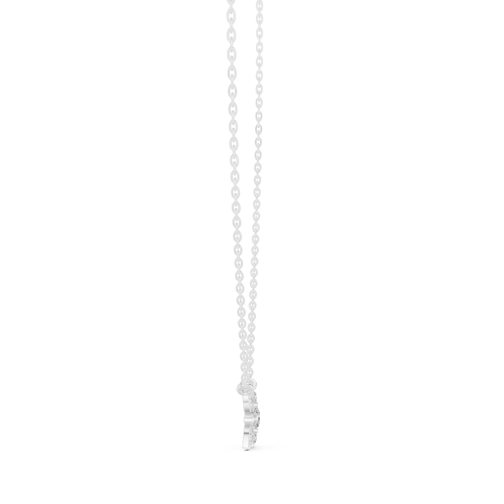 Floral Cluster Labgrown Diamond Pendant Necklace White Gold