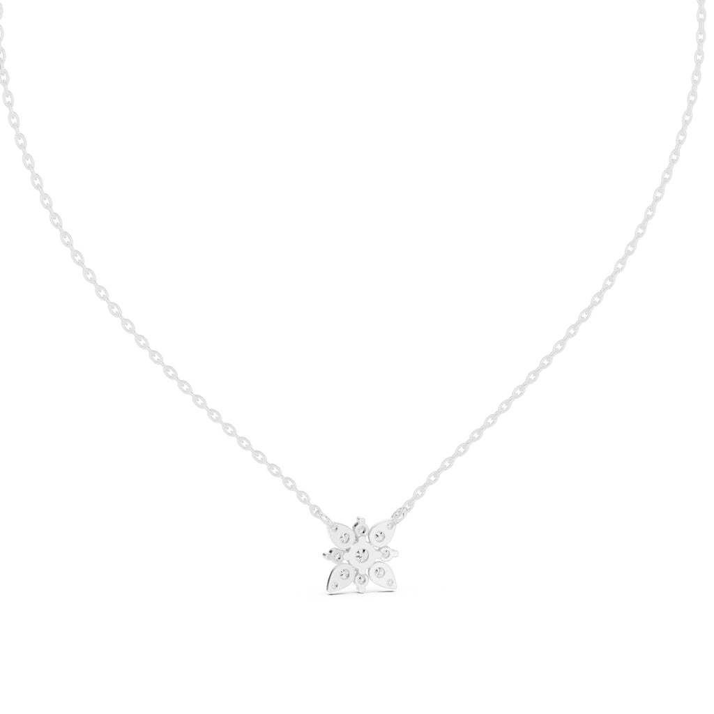 Floral Cluster Labgrown Diamond Pendant Necklace White Gold