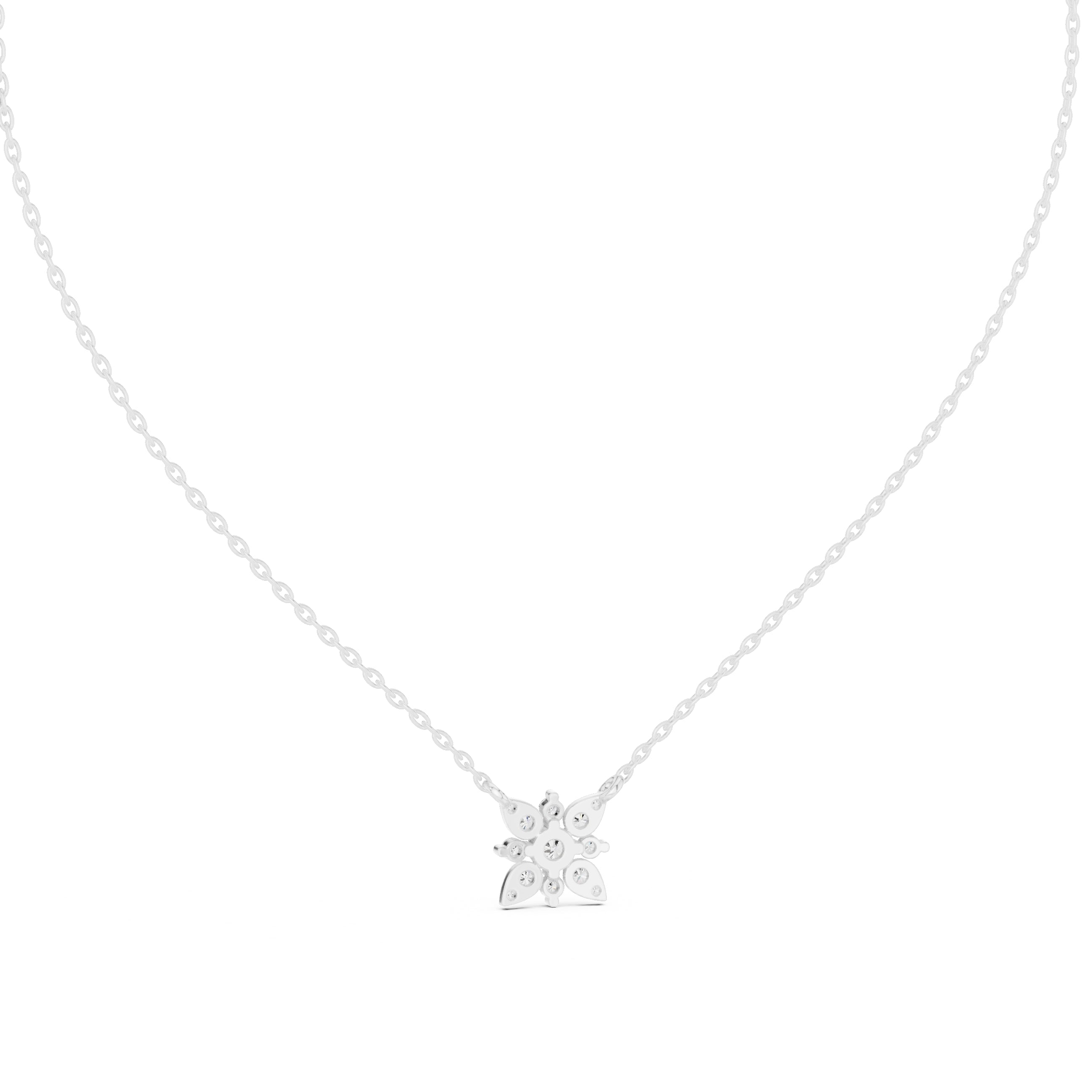 Floral Cluster Labgrown Diamond Pendant Necklace White Gold