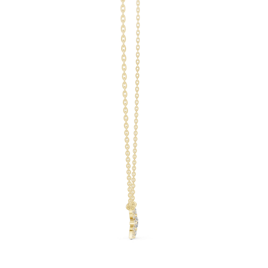 Floral Cluster Labgrown Diamond Pendant Necklace Yellow Gold