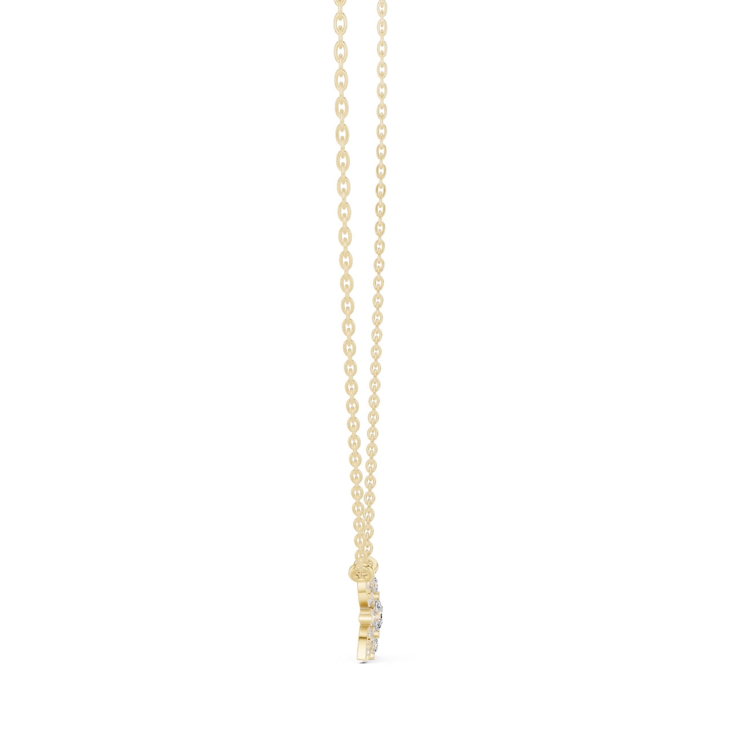 Floral Cluster Labgrown Diamond Pendant Necklace Yellow Gold
