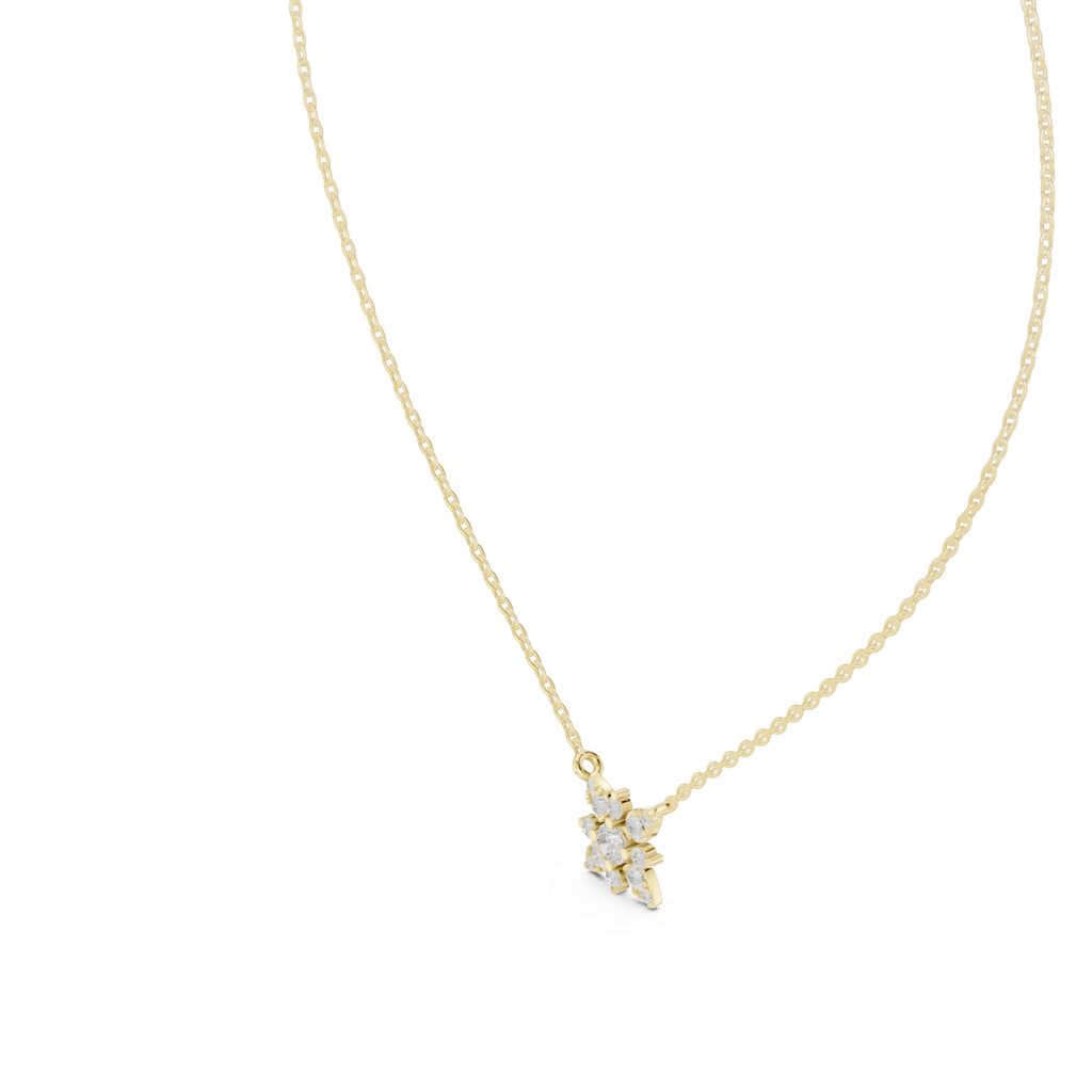 Floral Cluster Labgrown Diamond Pendant Necklace Yellow Gold