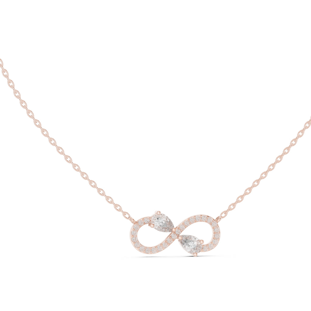 Infinity Loop Pear Cut Labgrown Diamond Pendant Necklace Rose Gold
