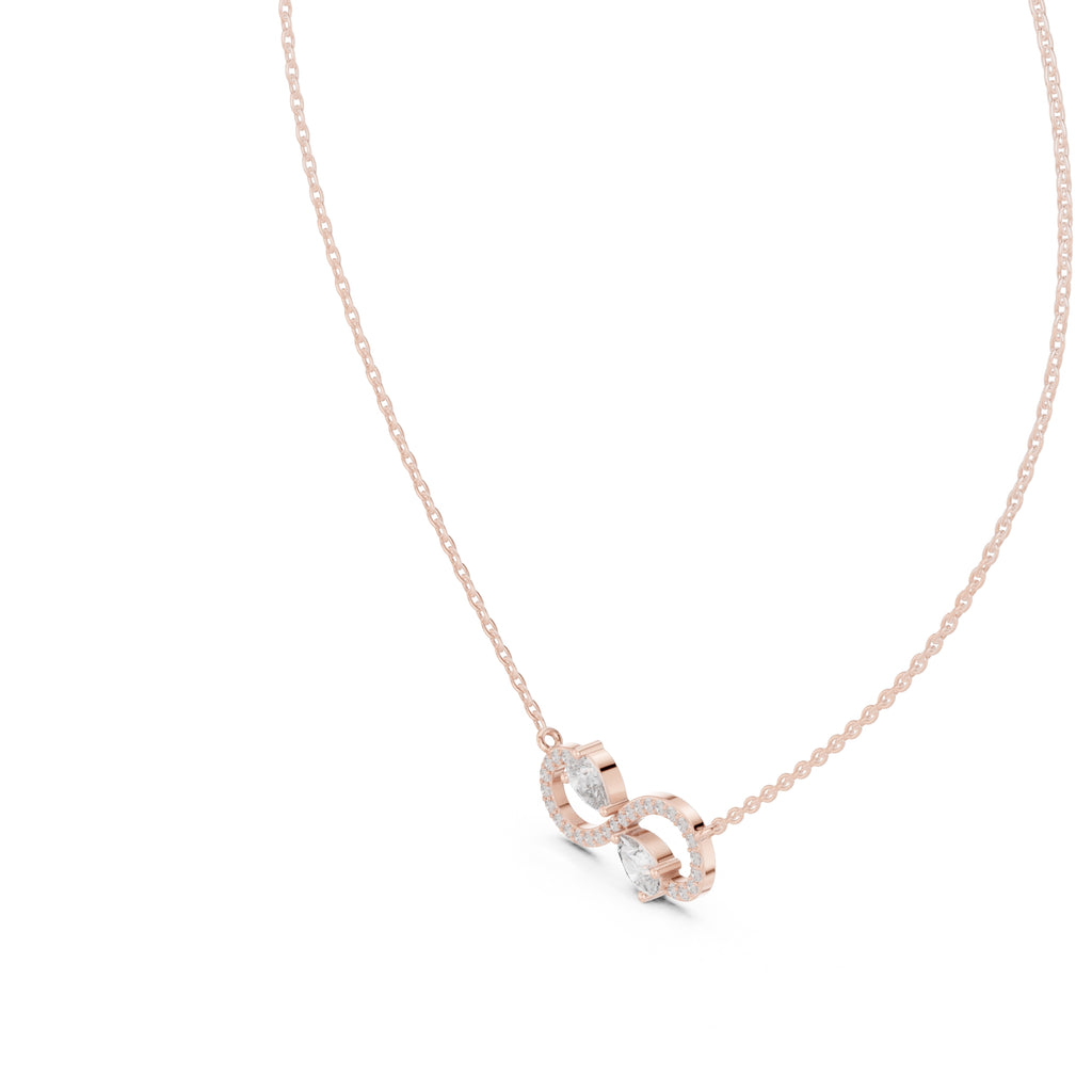Infinity Loop Pear Cut Labgrown Diamond Pendant Necklace Rose Gold
