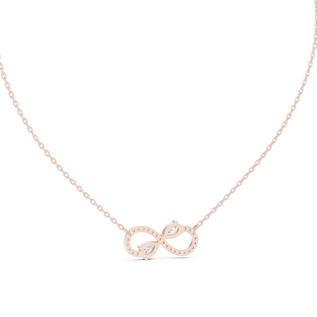 Infinity Loop Pear Cut Labgrown Diamond Pendant Necklace Rose Gold