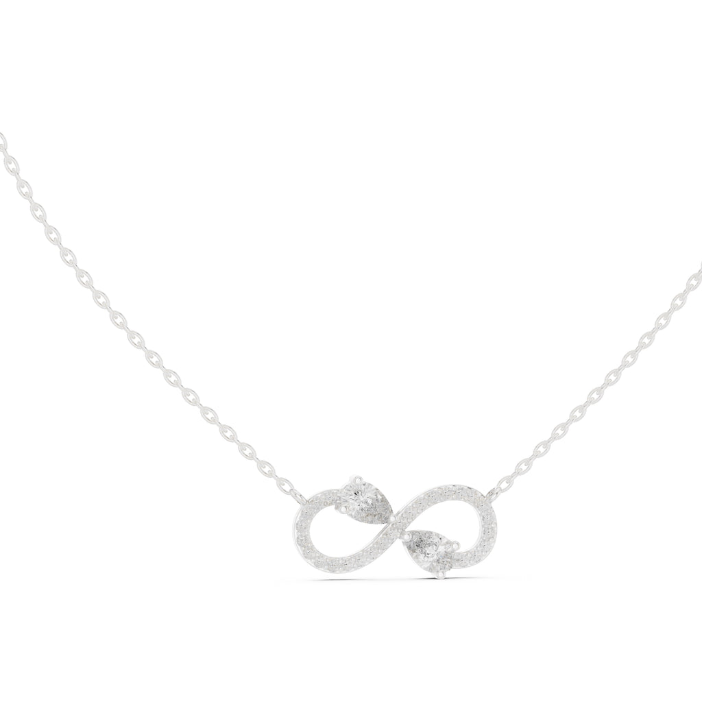 Infinity Loop Pear Cut Labgrown Diamond Pendant Necklace White Gold