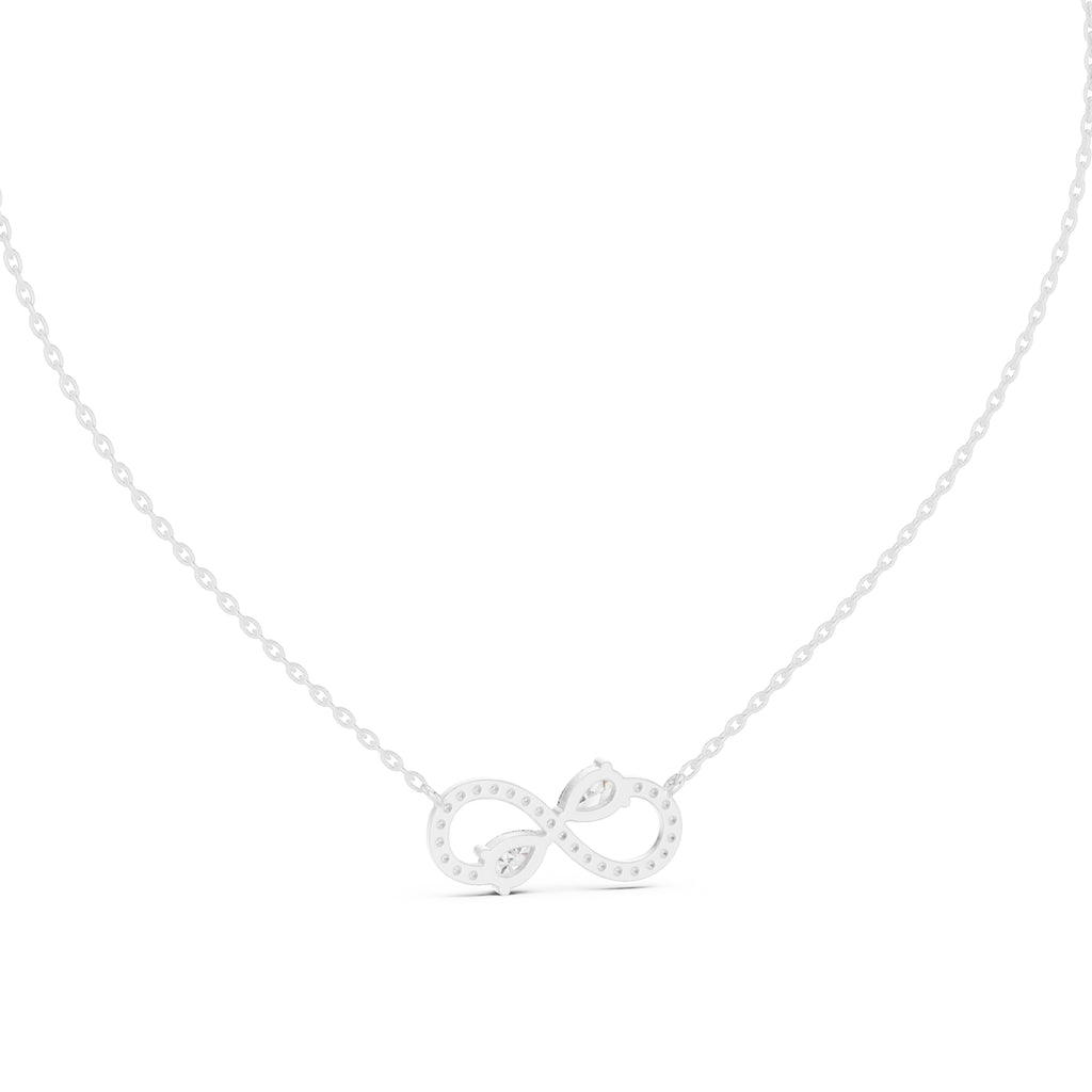 Infinity Loop Pear Cut Labgrown Diamond Pendant Necklace White Gold