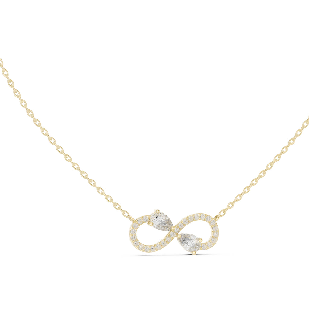 Infinity Loop Pear Cut Labgrown Diamond Pendant Necklace Yellow Gold