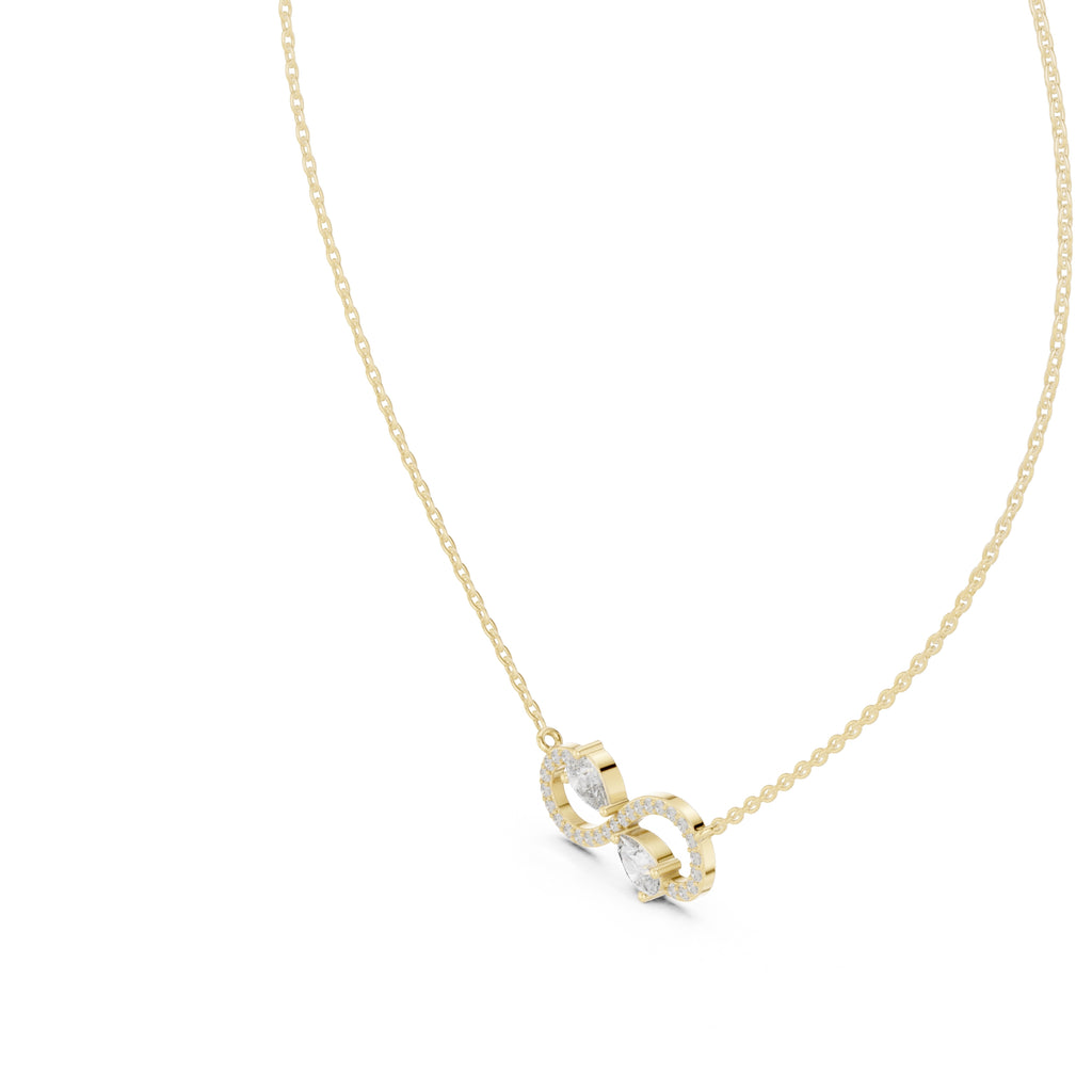 Infinity Loop Pear Cut Labgrown Diamond Pendant Necklace Yellow Gold