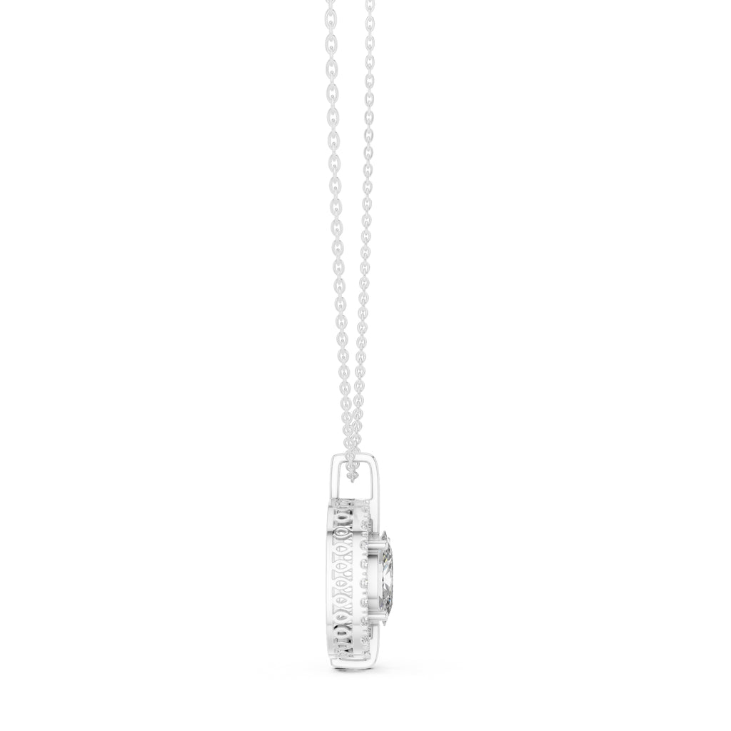 2.00ct Oval Labgrown Diamond Halo Pendant Necklace 2ct White Gold