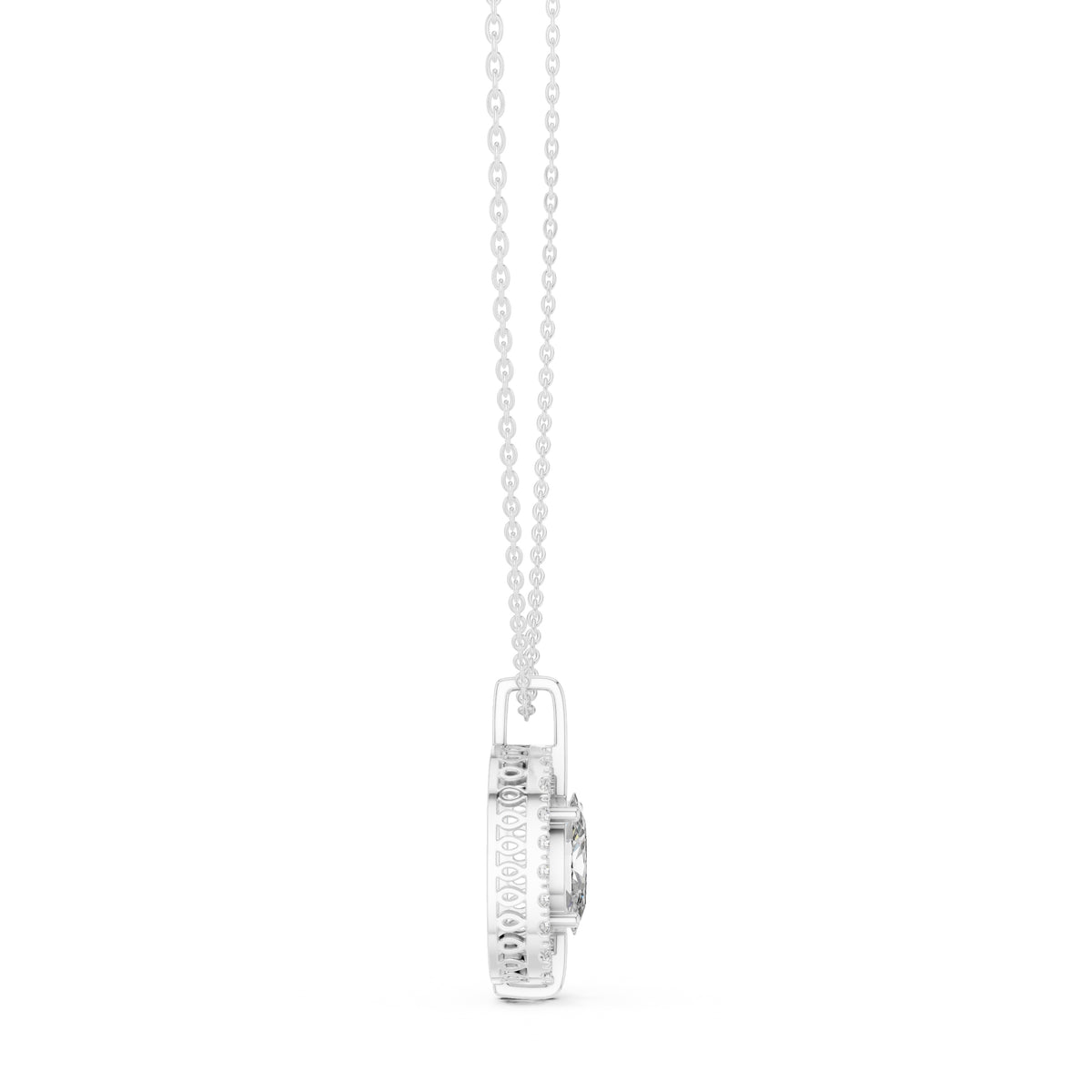 2.00ct Oval Labgrown Diamond Halo Pendant Necklace 2ct White Gold