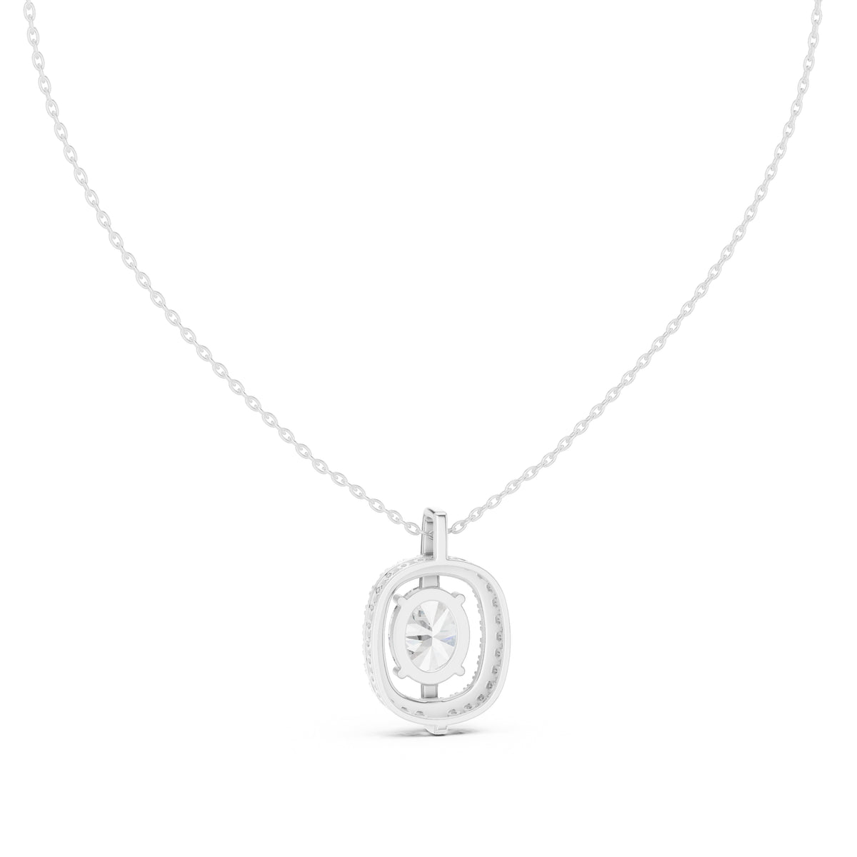 2.00ct Oval Labgrown Diamond Halo Pendant Necklace 2ct White Gold